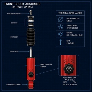 Amortisseur avant et arrière pour <span class=keywords><strong>Jeep</strong></span> <span class=keywords><strong>Wrangler</strong></span> <span class=keywords><strong>JK</strong></span>, rehausse de 2 pouces (58 mm), robuste, réglable, tout-terrain, suspension 4x4 - Product Image 3