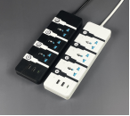 Multiprise industrielle universelle UE/US, 3 prises, USB Type-C, interrupteurs indépendants, câble de 2 m, rallonge portable pour la maison