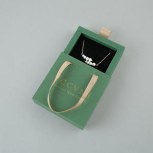 Eco-friend Custom Logo Slide Drawer Bracelet Jewellery Box with Ribbon Handle Gift Bag Jewelry <b>Boxes</b> Packaging Necklace <b>Ring</b> - Product Image 5