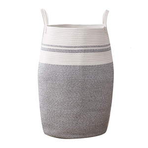 YRMT Customized Cotton Rope Home Storage Organization Laundry Basket Hamper with Handle