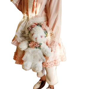 Großhandel Lolita Teddybär Plüsch Rucksack Mädchen Damen Geburtstagsgeschenk flauschiges Kunstpelz Lolita Bär Tiertaschen - Product Image 1
