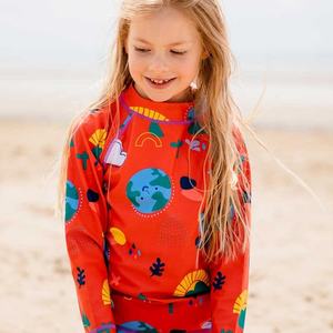 Traje de Baño con Protección UV y Diseño Personalizado 2024, Shorts de Baño, Sombrero para el Sol, Traje de Baño Rojo para Niña - Product Image 5