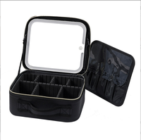 Trousse de maquillage la plus vendue avec entrée de miroir lux et LED sophistiquée Boîte de maquillage cosmétique de grande capacité Étui pour rouge à lèvres avec miroir