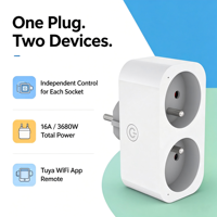 Pilihan Premium Standar EU Stopkontak Pintar Ganda 16A WiFi Tuya Smart Life Pengukur Daya 3680W untuk Penggunaan Apartemen