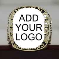Bagues de champion de hockey en zircon plaqué or et argent avec logo personnalisé pour unisexe