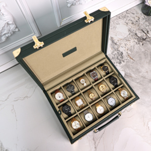 Boîte de rangement élégante pour montres et bijoux en cuir vert multicouche, avec des caractéristiques résistantes à l'eau et à la poussière, pour les collectionneurs soucieux de l'environnement - Product Image 5