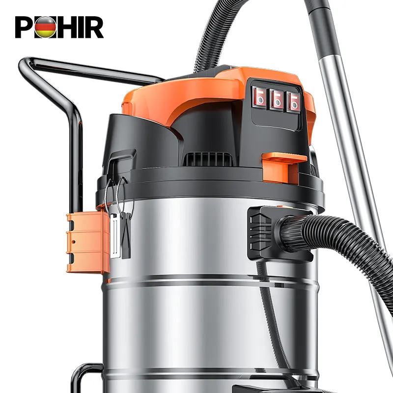 POHIR 3-motor 3000W 70L High Quality Wet and Dry Industrial Plastic Tank Vacuum Cleaner