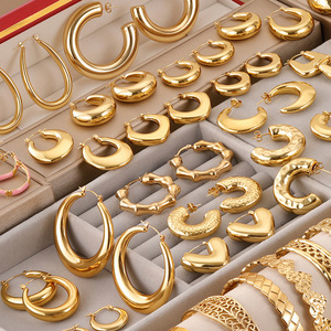 Custom Minimalist Gold Colourful 316 Stainless Steel C Shape Chunky <strong>Hoop</strong> <strong>Earrings</strong> <strong>for</strong> <strong>Women</strong> Fashion <strong>Hoop</strong> Earings Jewelry - Product Image 1