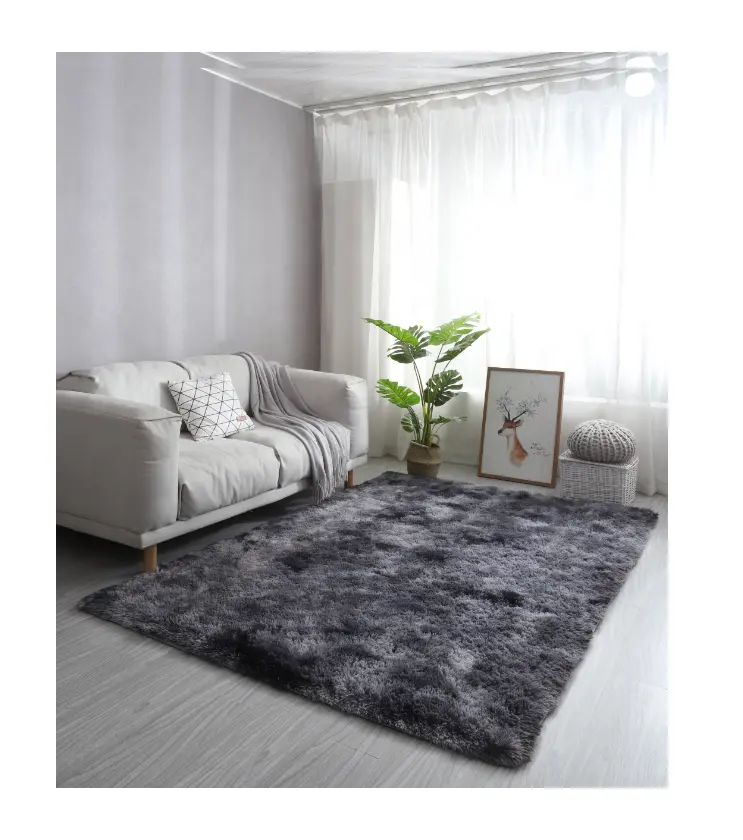 Pure Color Gary Modern Soft Living Room Fluffy Carpet Mat Fur Shaggy Area Rug for Living Room Bedroom Plush Area Rug