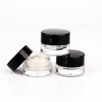 Ensemble de pots en verre résistant aux UV de 5 ml avec couvercles noirs résistants aux enfants - Pots cosmétiques à fond rond pour baume à lèvres, cire et crèmes