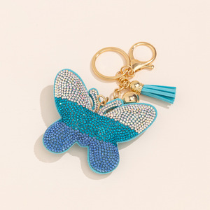 Wholesale Crystal Gradient Butterfly Keychain Fashion Alloy Keychain Pendant Accessories Wholesale