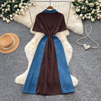 Robe longue femme 2026 style vintage Hong Kong, coupe trapèze, taille ajustée, vêtements décontractés et tendance pour femme