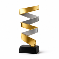 Trophée en métal Thistle, motif feuilles de gazon arqué en cuivre, logo personnalisé, trophée de récompense, cylindre noir mat, cadeaux de bienvenue