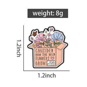 Pin de Esmalte con la Frase 'Consider How the Wild Flowers Grow', Escritura Cristiana de Lucas 12:27, Broche, Insignia de Solapa, Joyería - Product Image 6