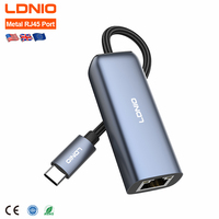 LDNIO RJ-01C Hub USB-C vers Ethernet Gigabit, Station d'Accueil LAN pour Ordinateur Portable, Réseau Filaire Stable, Plug & Play, Boîtier en Alliage d'Aluminium