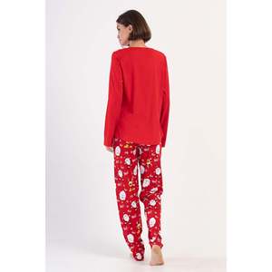 Ensemble de pyjama XXL pour femmes, col rond, manches longues, ovale, respirant, en spandex, avec logo personnalisé et taille élastique, pour la maison ou la nuit - Product Image 1