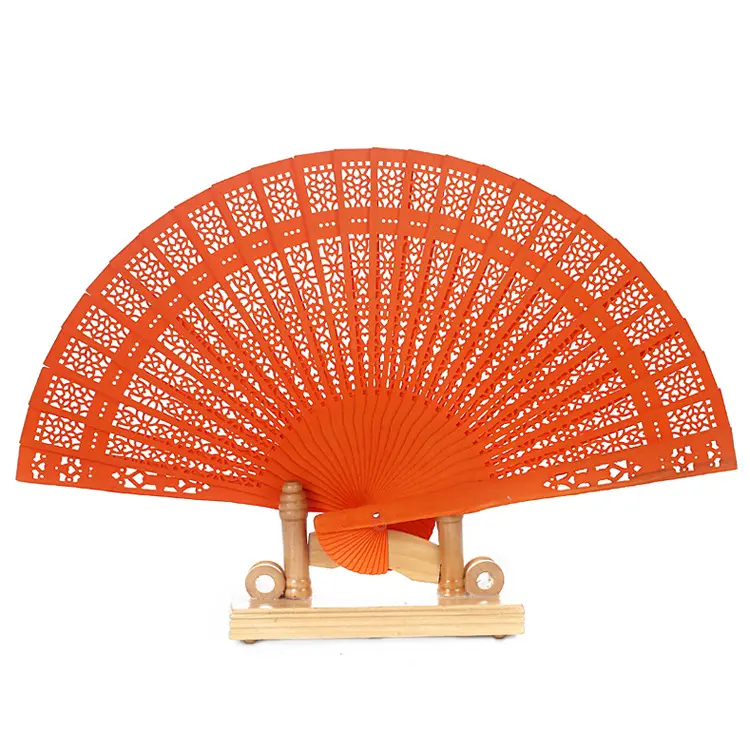Colorato di legno di Sandalo Fan Pocket Palmare Ventilatore di Legno con il Logo della Società come Regalo di Nozze
