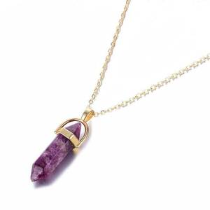 Collier en <span class=keywords><strong>diamant</strong></span> naturel et cristal pour femmes, motif de lien de lune étoile hexagonale <span class=keywords><strong>avec</strong></span> <span class=keywords><strong>pendentif</strong></span> en forme de balle point de guérison - Product Image 3