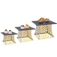 Support à pâtisserie carré créatif en acier inoxydable à effet écaille de poisson, modèle 0008, pour hôtel, banquet de mariage, table de présentation de desserts