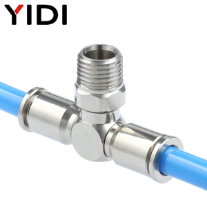 Raccord pneumatique YIDI <span class=keywords><strong>PB</strong></span> en acier inoxydable, connecteur en T fileté, raccord rapide à une touche pour tuyau d'air, filetage mâle BSP R - Product Image 4