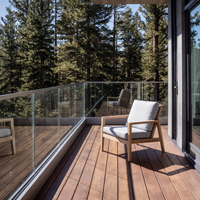 Système de balustrade en verre sans cadre avec profilé en U en aluminium pour balcon, terrasse, escalier, balustrade en verre trempé