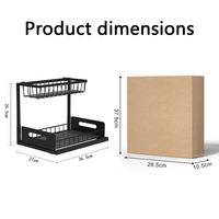 Organisateur de rangement de cuisine en métal réglable et extensible, avec tiroir coulissant transparent pour évier, type autoportant, pliable, pour épices