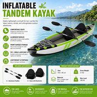 Kayak gonflable pliable avec support de canne à pêche en option pour la pêche, 2 places, plus de 4 m de longueur, construction en PVC durable