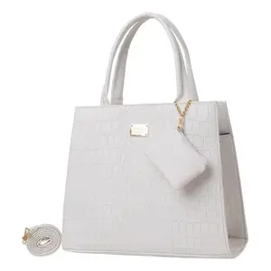 Bolso Bandolera Media Luna Fana Kala para Mujer, Bolso de Mano Clásico Casual de Cuero Blanco con Asas Metálicas, Forro de PU y Decoración de Logotipo - Product Image 1