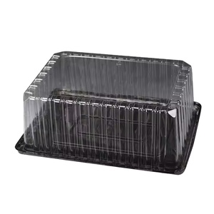Tapa de caja de pastel <span class=keywords><strong>rectangular</strong></span> de 14 pulgadas, contenedor de pastel cuadrado transparente, cúpula de gran capacidad, soporte de caja de panadería reciclable para alimentos - Product Image 1