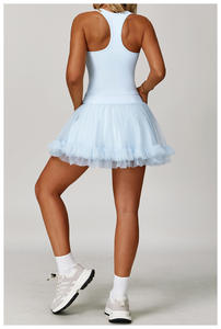 Conjunto Deportivo de 4 Piezas para Mujer, Falda de Tenis Sólida, Cintura Alta, Secado Rápido, Transpirable, Levanta Glúteos, para Correr, Gimnasio, Fitness - Product Image 4