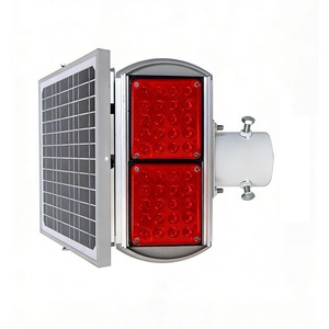 Feux de signalisation à LED à double face à énergie solaire, lumière stroboscopique de signalisation ferroviaire, protection IP65, cadre en aluminium rouge - Product Image 3