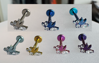 Anting Fashion HGC G23 Titanium Bunga Hati Zirkon untuk Wanita, Perhiasan Tindik Tubuh Helix Daith Tragus Labret