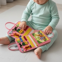 Livre sensoriel Montessori personnalisable en feutre pour bébé, livre d'activités, livre d'apprentissage sensoriel réutilisable avec autocollants magiques, jouet pour enfants