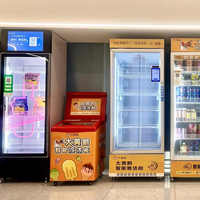 Distributeur automatique intelligent de yaourts et boissons froides avec congélateur, réfrigérateur intelligent, surveillance par caméra, capacité 158L, écran tactile 32 pouces, SDK