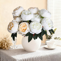 Buket Bunga Peony Sutra Buatan 7 Tangkai Grosir, Peony Palsu Multiwarna, Bunga Tiruan untuk Dekorasi Vas Pernikahan dan Rumah