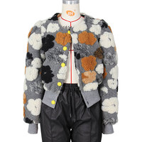 Manteau à fleurs pour femme, manteau à simple boutonnage, tricot Chic pour dames, polaire épaisse, doudoune d'hiver