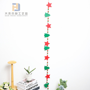 Ghirlanda di perline <span class=keywords><strong>in</strong></span> <span class=keywords><strong>legno</strong></span> a 3 tonalità da 190 cm (6 piedi) con stella rossa fustellata e ciondolo. Albero di Natale per Decorazioni Domestiche Ornamenti da Appendere a Parete - Product Image 5