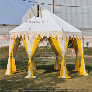 Tente de pavillon extérieure de luxe blanche et jaune, auvent élégant pour mariages, fêtes de jardin et événements - Product Image 3