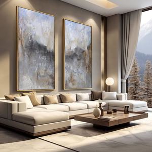 Peinture à l'huile abstraite artisanale, toile non encadrée, art mural pour la décoration de chambre d'hôtel moderne - Product Image 2