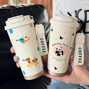 Duumoo Stainless Steel Tumbler 500Ml Insulated Coffee Mug With Cat And Apple Design For Travel And Daily Use - Product Image 3