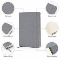 Carnet en cuir PU avec élastique A5 A6 ligné 160 pages marqueur ruban 10 couleurs logo personnalisé OEM