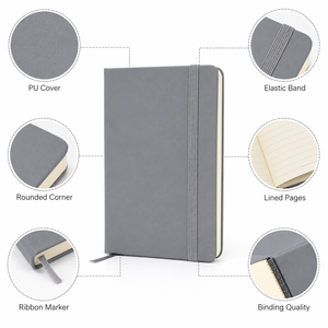 Carnet en cuir PU avec élastique A5 A6 ligné 160 pages marqueur ruban 10 couleurs logo personnalisé OEM - Product Image 2