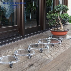 Base à <span class=keywords><strong>roulettes</strong></span> en acrylique transparent <span class=keywords><strong>pour</strong></span> purificateur d'air, humidificateur et <span class=keywords><strong>pot</strong></span> de <span class=keywords><strong>fleurs</strong></span> avec plateau mobile - Product Image 4