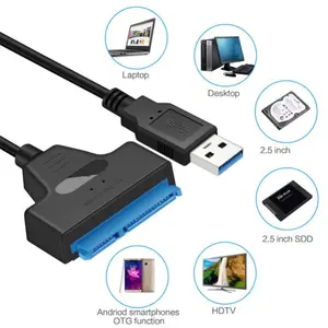 Kabel Sata 6 Gbps Kabel Sata Ke USB 3.0 2.0 untuk HDD Eksternal 2.5 Inci Hard Drive SSD Sata 3 22 Pin Adapter Kabel Komputer