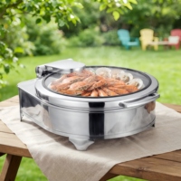 Chauffe-Plat Rond Commercial de Table en Acier Inoxydable 304 avec Fenêtre, 6L, Chauffage Électrique