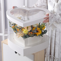 Boîte Cadeau de Luxe Grande en Forme de Cœur, en Gros, Transparente avec Fenêtre en PVC pour Bouquets de Fleurs