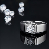 Fabricant professionnel de bijoux, bague en argent 925 plaqué or 18 carats avec moissanite pour hommes, vente en gros