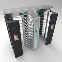 Tourniquet double voie pleine hauteur avec reconnaissance faciale et code QR, en acier inoxydable, protection IP65 pour stades, usines et campus