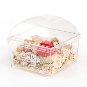 Boîte à dessert en plastique avec couvercle, carrée, sans BPA, de qualité alimentaire, pour gâteau, mousse, dessert, 140ml