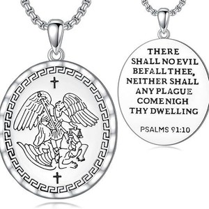 Acero inoxidable religioso <span class=keywords><strong>Azrael</strong></span> Gabriel Raphael Uriel Michael Arcángel Ángel ala medalla collar de acero inoxidable joyería - Product Image 1